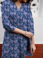 Janasya Dark Georgette Floral A-Line Tunic