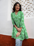 Janasya Dark Georgette Floral A-Line Tunic