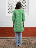Janasya Dark Georgette Floral A-Line Tunic