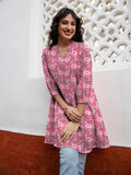 Janasya Dark Georgette Floral A-Line Tunic