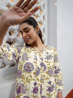 Janasya Light Cotton Floral A-Line Tunic