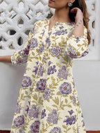 Janasya Light Cotton Floral A-Line Tunic
