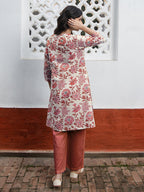 Janasya Light Cotton Floral A-Line Tunic - Distacart