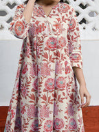 Janasya Light Cotton Floral A-Line Tunic - Distacart