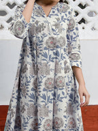 Janasya Light Cotton Floral A-Line Tunic