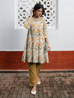 Janasya Light Cotton Floral A-Line Tunic