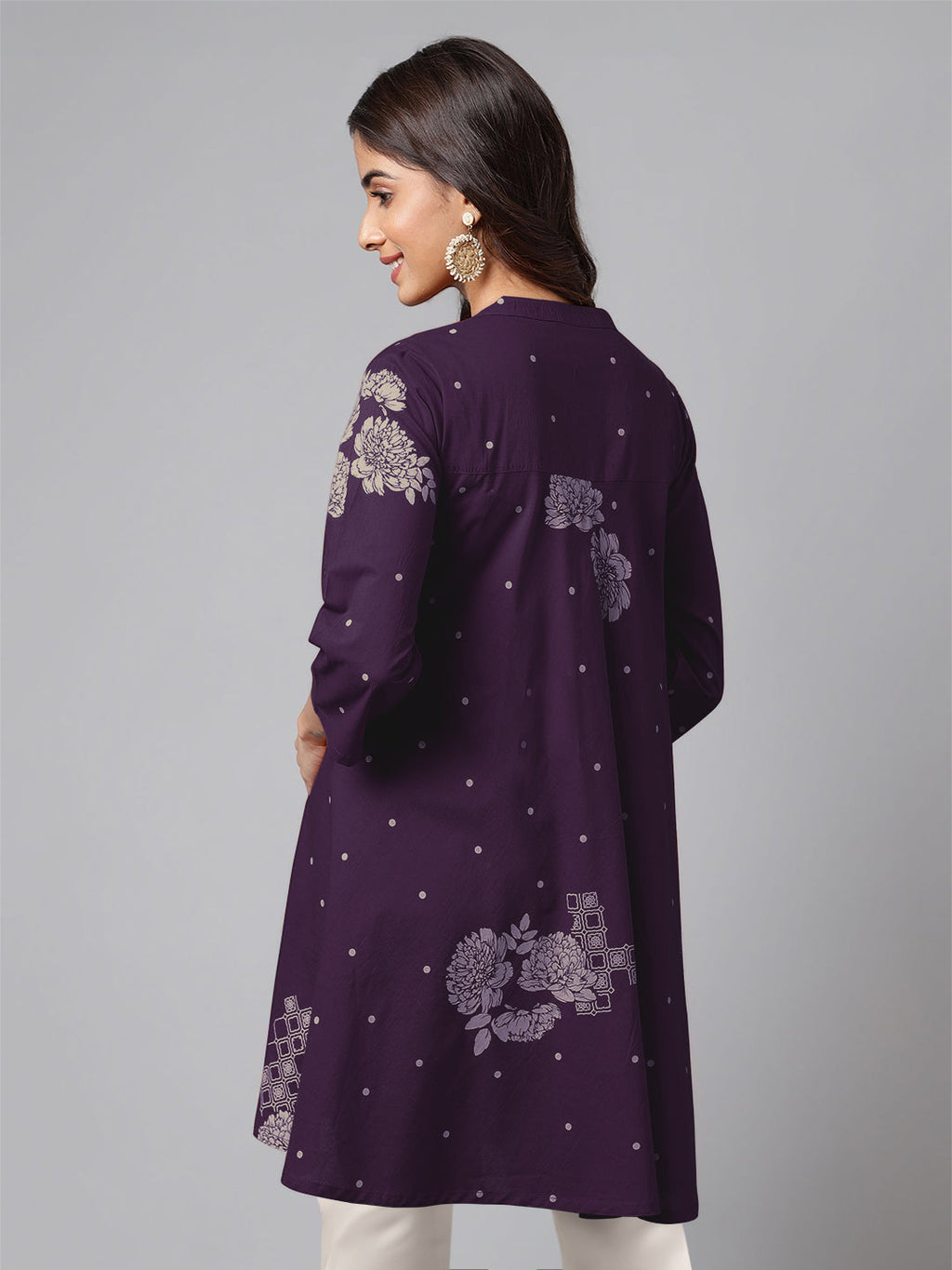 Janasya Bright Cotton Floral A-Line Tunic