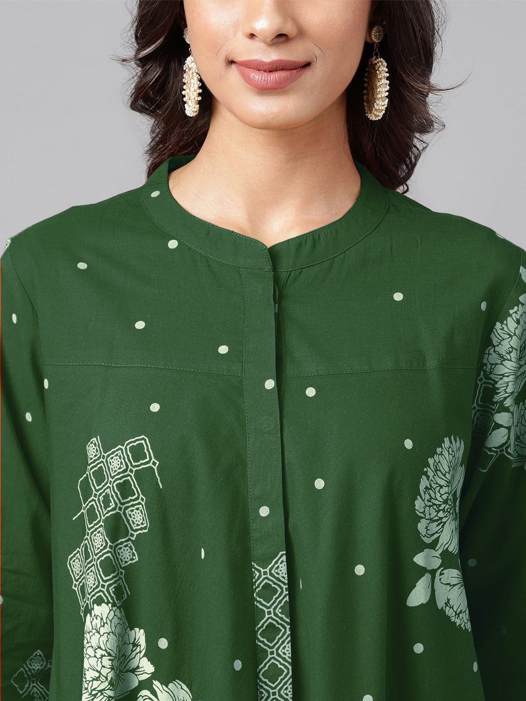 Janasya Bright Cotton Floral Flared Tunic