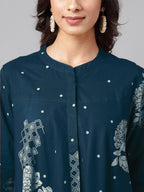 Janasya Bright Cotton Floral Flared Tunic