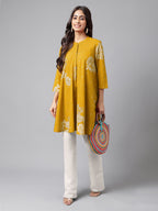 Janasya Bright Cotton Floral Flared Tunic - Distacart