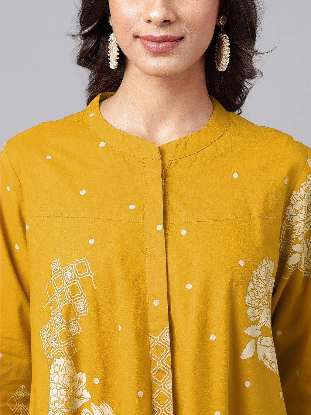 Janasya Bright Cotton Floral Flared Tunic - Distacart