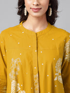 Janasya Bright Cotton Floral Flared Tunic - Distacart