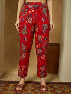Janasya Bright Cotton Floral Peplum Top & Bottom Set - Distacart