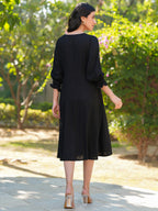 Janasya Dark Rayon Solid A-Line Dress - Distacart