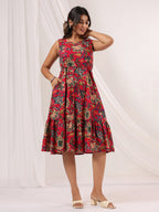 Janasya Bright Cotton Floral Fit & Flare Dress - Distacart