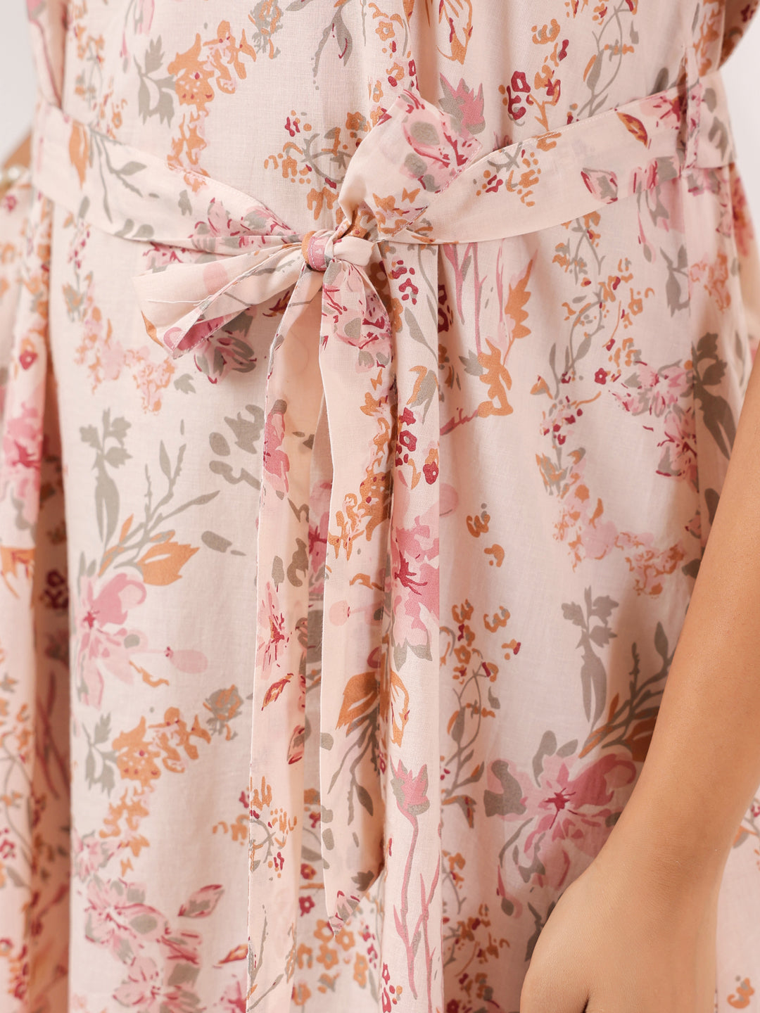 Janasya Light Cotton Floral A-Line Dress - Distacart