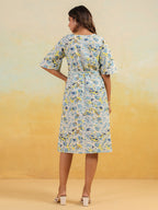 Janasya Light Cotton Floral A-Line Dress - Distacart