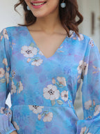 Janasya Light Georgette Floral A-Line Dress - Distacart