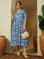 Janasya Bright Flex Ikkat Tiered Dress - Distacart