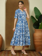 Janasya Bright Flex Ikkat Tiered Dress - Distacart
