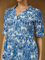 Janasya Bright Flex Ikkat Tiered Dress - Distacart