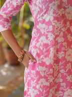Janasya Light Cotton Floral Straight Kurta Set
