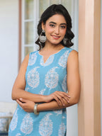 Janasya Light Cotton Ethnic Motifs Straight Kurta Set