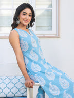 Janasya Light Cotton Ethnic Motifs Straight Kurta Set