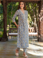 Janasya Light Cotton Floral Straight Kurta Set
