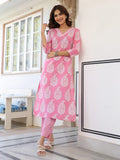 Janasya Light Cotton Ethnic Motifs Straight Kurta Set