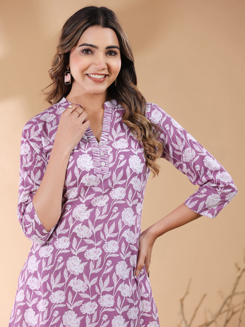 Janasya Light Cotton Floral Straight Kurta Set - Distacart
