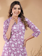 Janasya Light Cotton Floral Straight Kurta Set - Distacart