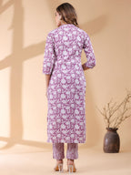 Janasya Light Cotton Floral Straight Kurta Set - Distacart