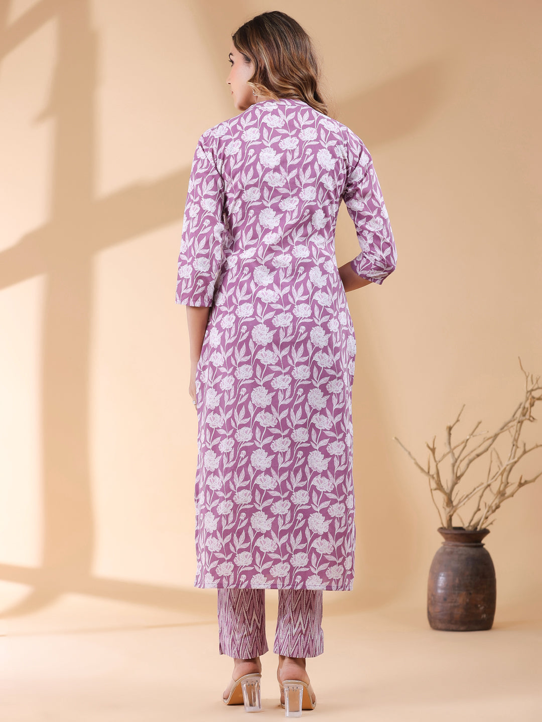 Janasya Light Cotton Floral Straight Kurta Set - Distacart