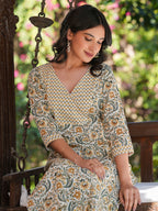 Janasya Light Cotton Floral Straight Kurta Set - Distacart