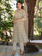 Janasya Light Cotton Floral Straight Kurta Set - Distacart