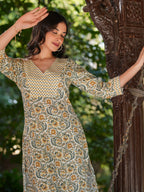 Janasya Light Cotton Floral Straight Kurta Set - Distacart