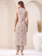 Janasya Light Cotton Floral Straight Kurta Set