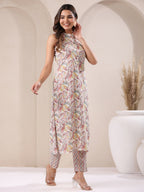 Janasya Light Cotton Floral Straight Kurta Set