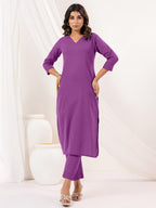 Janasya Light Cotton Solid Straight Kurta Set