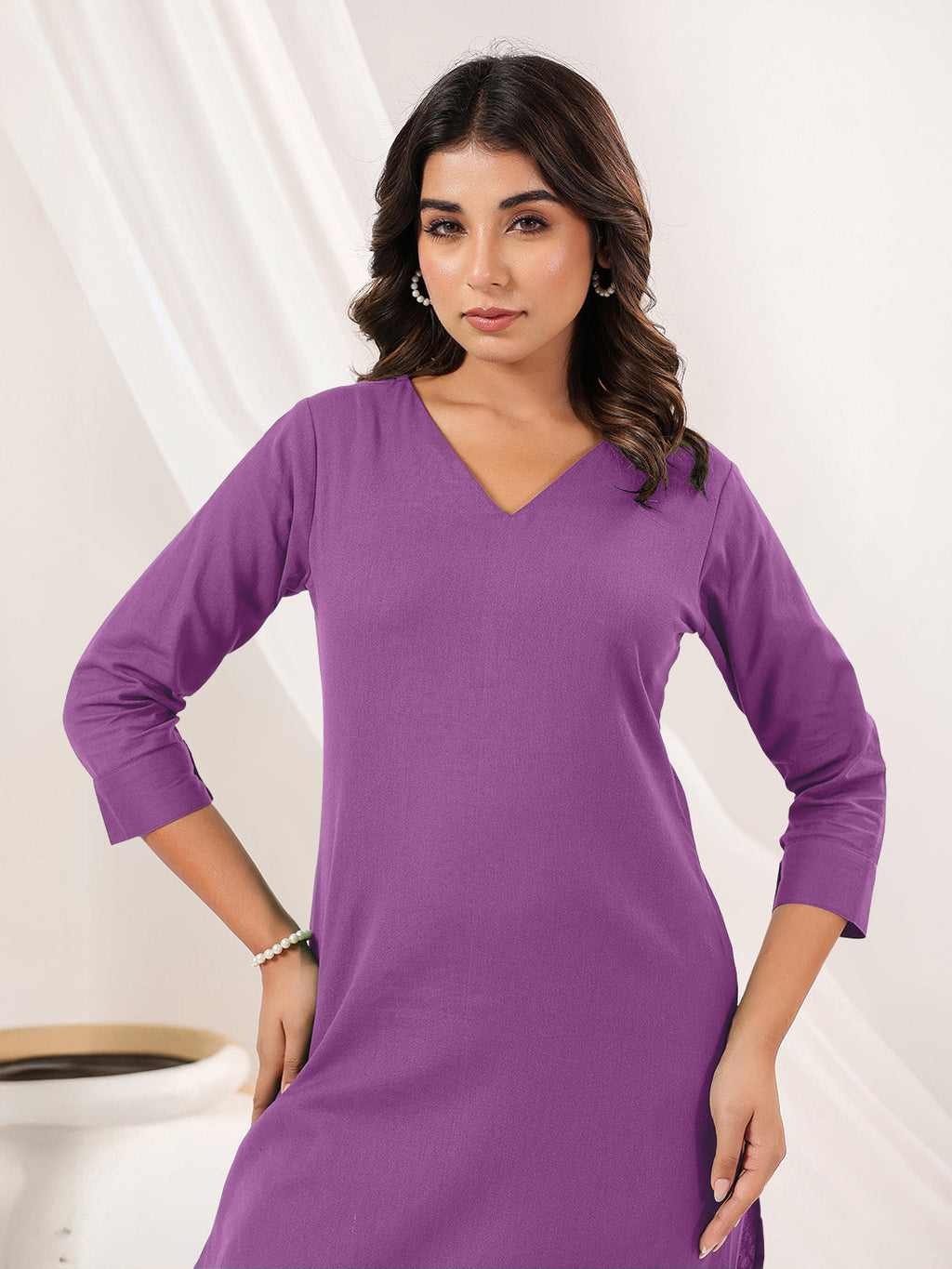 Janasya Light Cotton Solid Straight Kurta Set