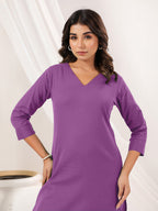 Janasya Light Cotton Solid Straight Kurta Set