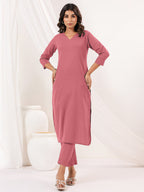 Janasya Light Cotton Solid Straight Kurta Set