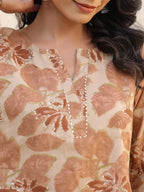 Janasya Light Cotton Floral Straight Kurta Set