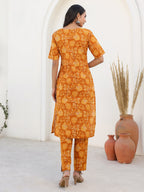 Janasya Bright Cotton Floral Straight Kurta Set