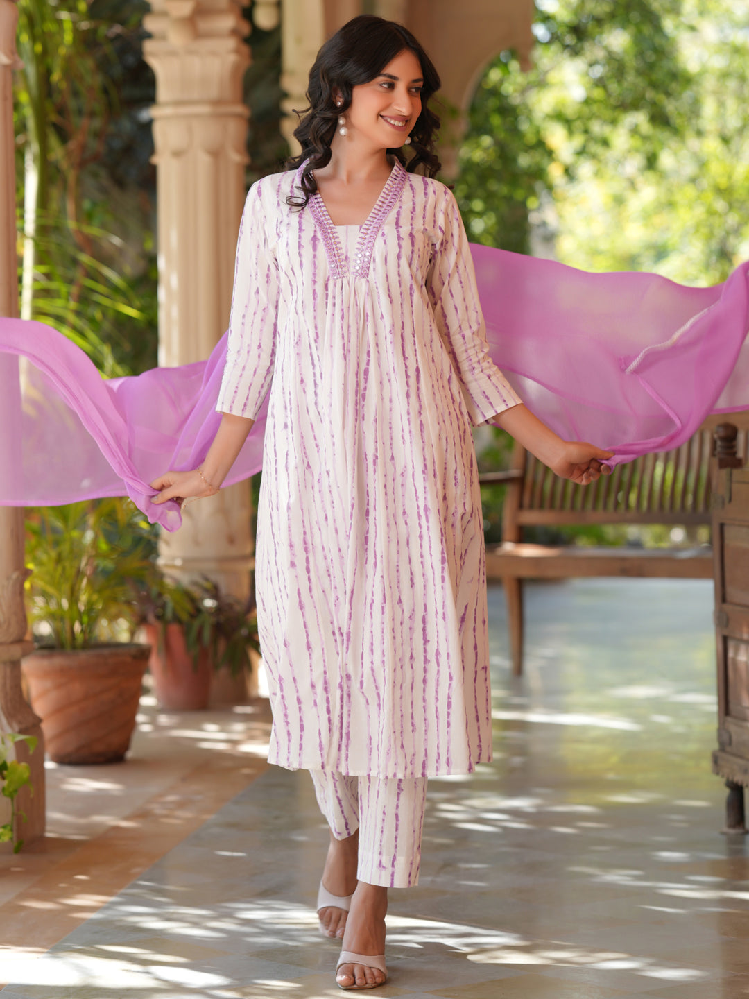 Janasya Light Cotton Tie & dye A-Line Kurta Set - Distacart