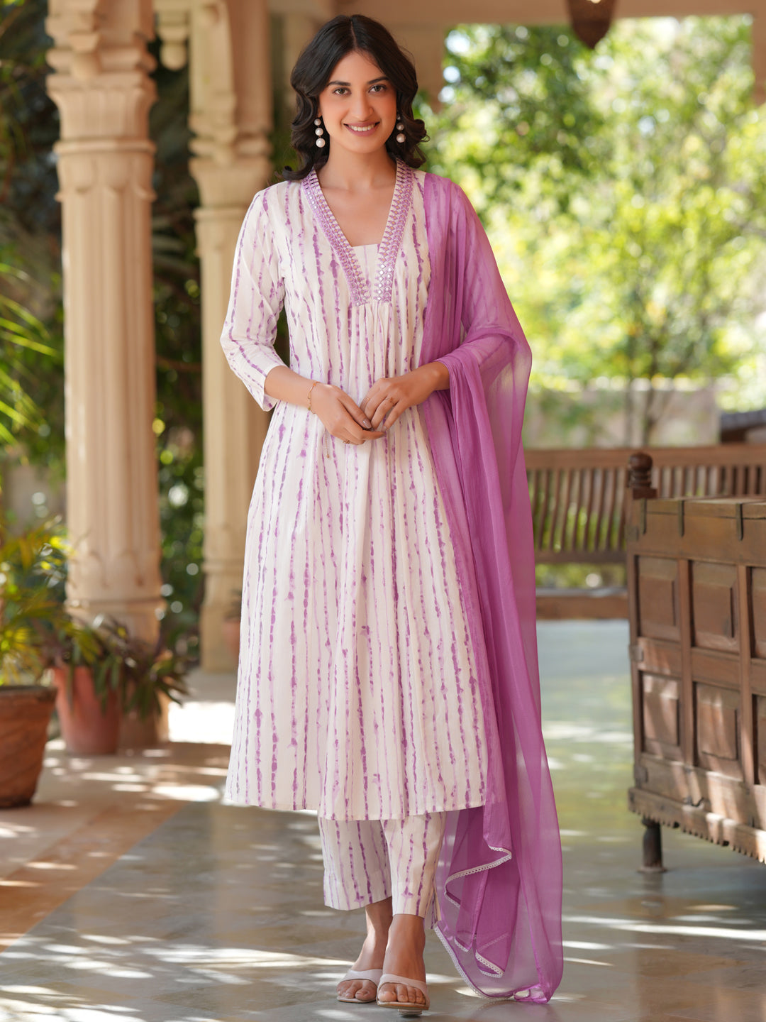 Janasya Light Cotton Tie & dye A-Line Kurta Set - Distacart