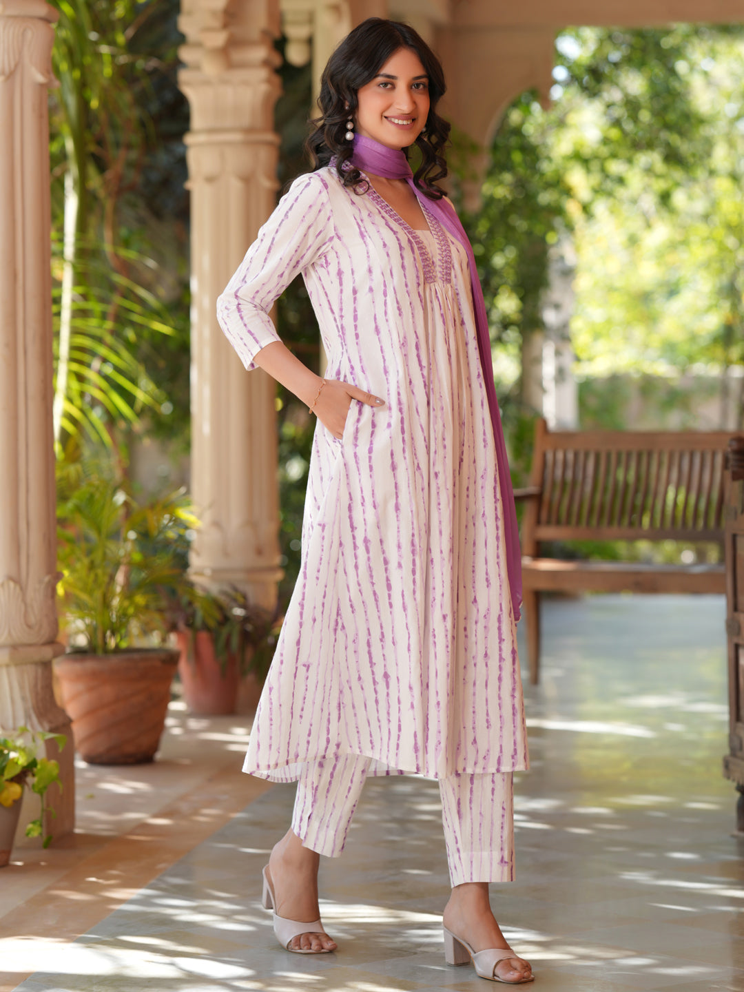 Janasya Light Cotton Tie & dye A-Line Kurta Set - Distacart