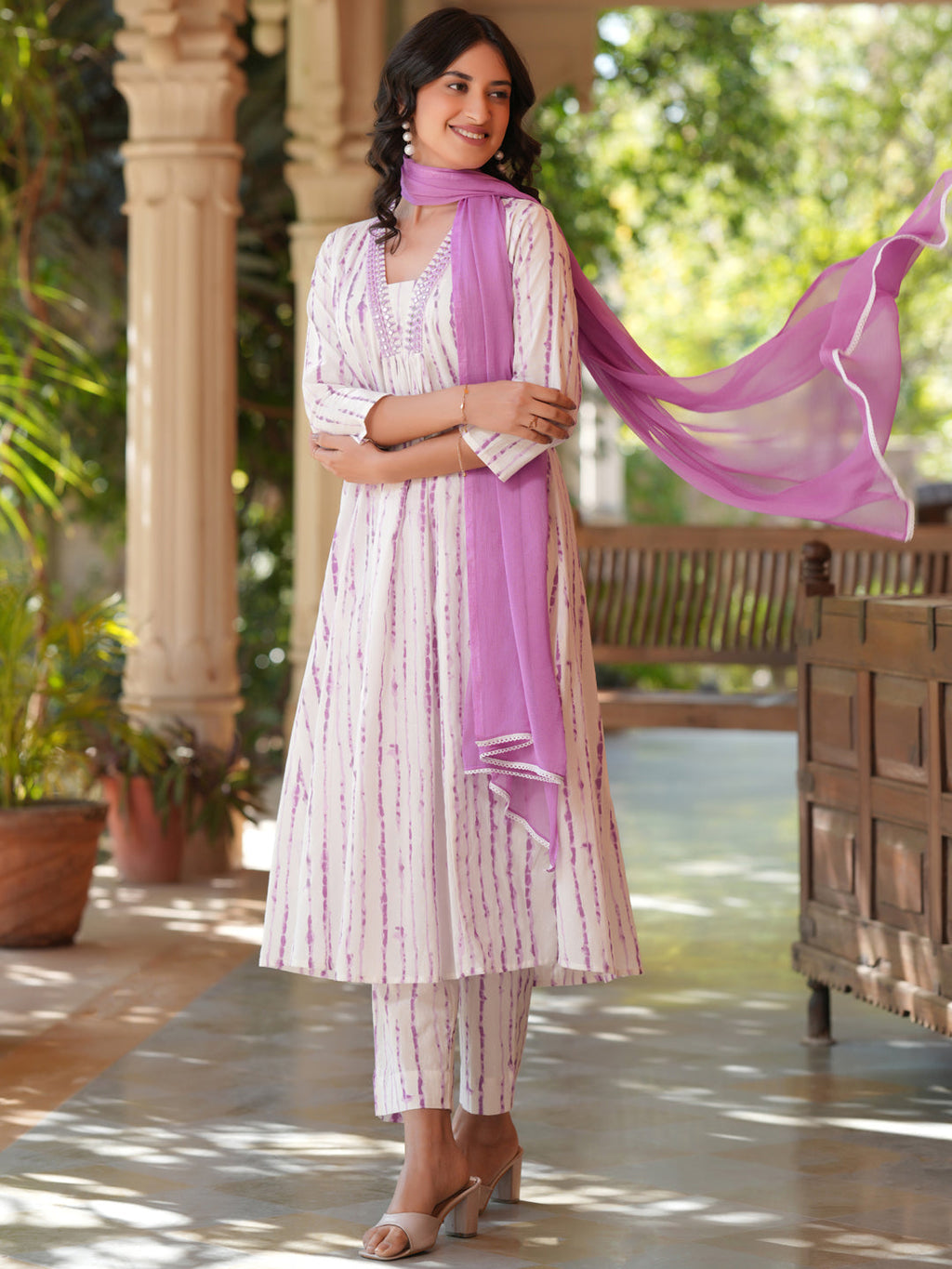 Janasya Light Cotton Tie & dye A-Line Kurta Set - Distacart