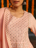 Janasya Light Cotton Ethnic Motifs Anarkali Kurta Set